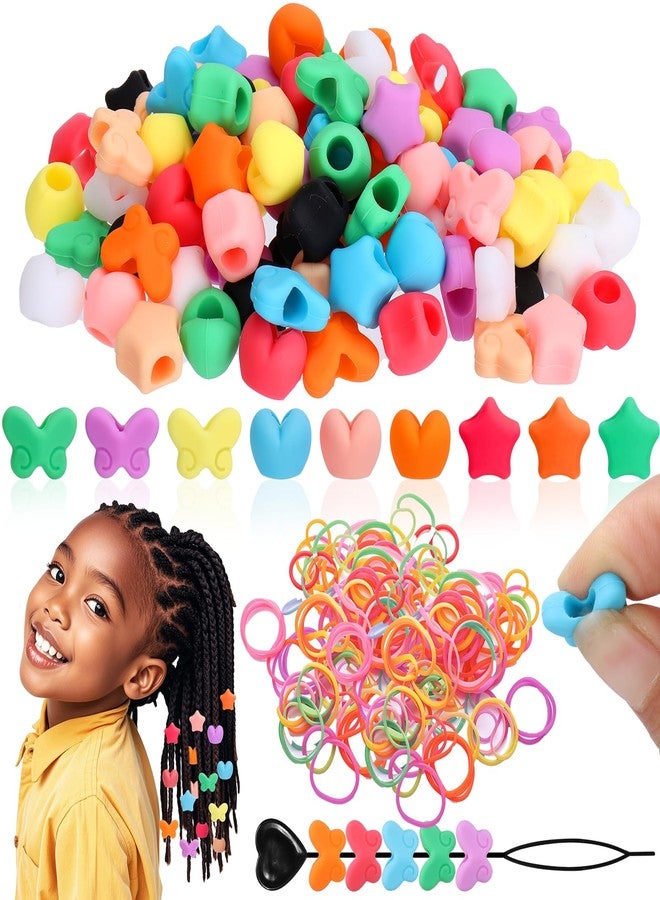 AIERSA 90pcs Silicone Hair Beads for Kids Girls Braids, Soft Colorful Pony Beads Bulk for Kids Girls Women Hair Accessories for Braids - Image 1